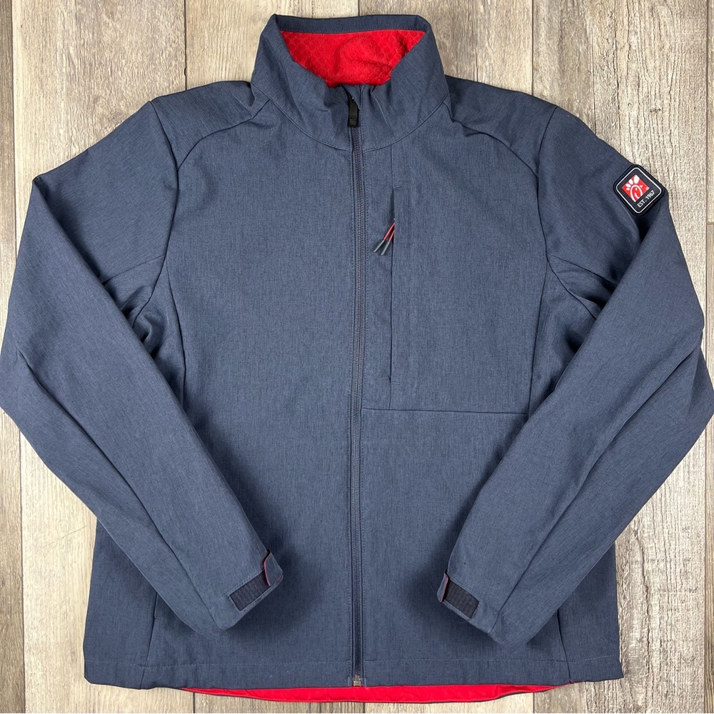 Chick-fil-A Blue Jacket Coat Womens Size Large Team Style Zip Soft Shell Lined